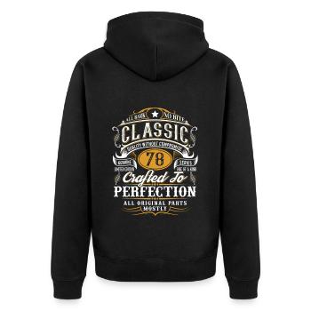 78. Geburtstag - Unisex Premium Bio Zip Hoodie - Schwarz - Hinten - Nico (187cm)