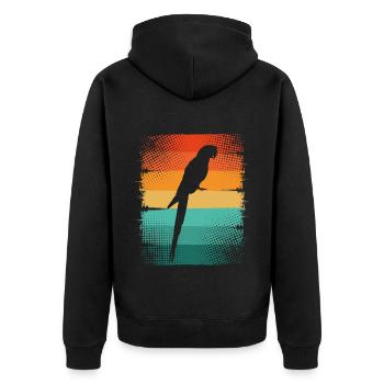 Papagei - Unisex Premium Bio Zip Hoodie - Schwarz - Hinten - Nico (187cm)