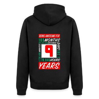 Enfants 9 Ans Anniversaire Mois Heures - Veste à capuche bio Premium Unisexe - noir - Dos - Nico (187cm)