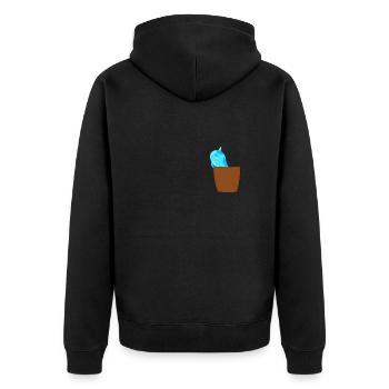 Narwal in Brusttasche Wal in Tasche - Unisex Premium Bio Zip Hoodie - Schwarz - Hinten - Nico (187cm)
