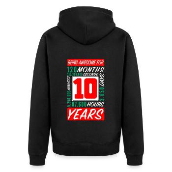 Children 10 Years Birthday Months Hours - Unisex Premium Organic Zip Hoodie - black - Back - Nico (187cm)