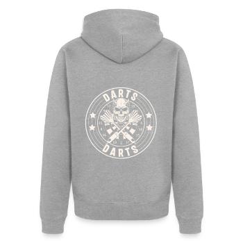 Darts - Unisex Premium Organic Zip Hoodie - heather grey - Back - Nico (187cm)