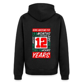 Enfants 12 Ans Anniversaire Mois Heures - Veste à capuche bio Premium Unisexe - noir - Dos - Nico (187cm)