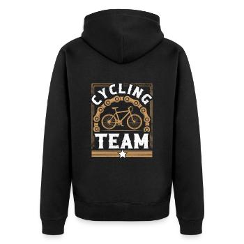 Fahrrad Radfahren Team - Unisex Premium Bio Zip Hoodie - Schwarz - Hinten - Nico (187cm)