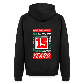 Adolescent 15 Ans Anniversaire Mois Heures - Veste à capuche bio Premium Unisexe - noir - Dos - Nico (187cm)