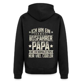 Busfahrer Papa - Unisex Premium Bio Zip Hoodie - Schwarz - Hinten - Nico (187cm)