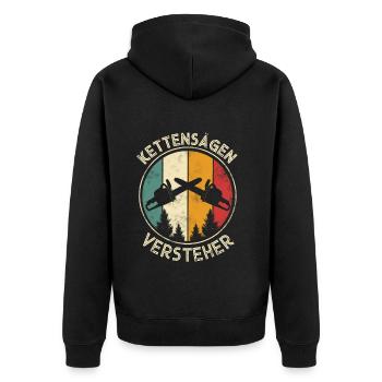Holzfäller - Unisex Premium Bio Zip Hoodie - Schwarz - Hinten - Nico (187cm)