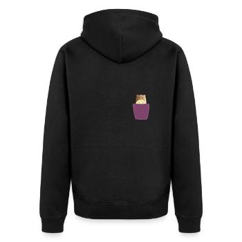 Hamster in Brusttasche Nager in Tasche - Unisex Premium Bio Zip Hoodie - Schwarz - Hinten - Nico (187cm)
