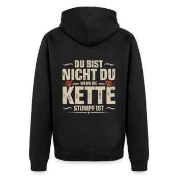 Holzfäller - Unisex Premium Bio Zip Hoodie - Schwarz - Hinten - Nico (187cm)