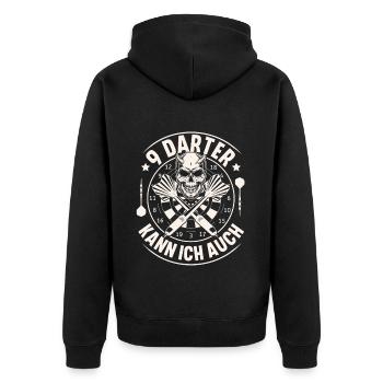 Darts - Unisex Premium Bio Zip Hoodie - Schwarz - Hinten - Nico (187cm)
