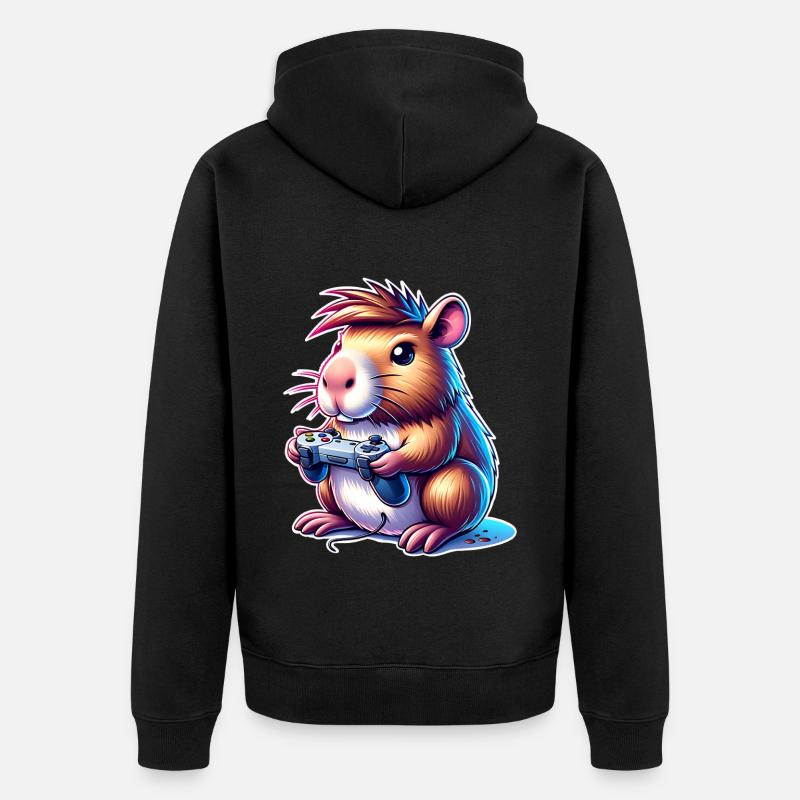 Capybara Gaming - Unisex Premium Bio Zip Hoodie - Schwarz