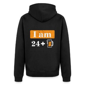 Ich bin 24 plus Bier 25. Geburtstag - Unisex Premium Bio Zip Hoodie - Schwarz - Hinten - Nico (187cm)