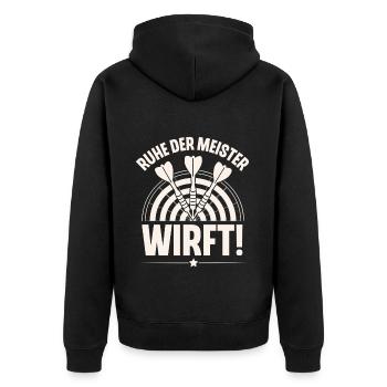 Darts - Unisex Premium Bio Zip Hoodie - Schwarz - Hinten - Nico (187cm)
