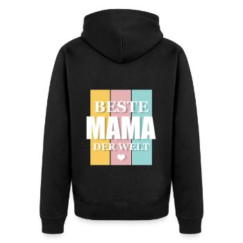 Beste Mama Der Welt - Unisex Premium Bio Zip Hoodie - Schwarz - Hinten - Nico (187cm)