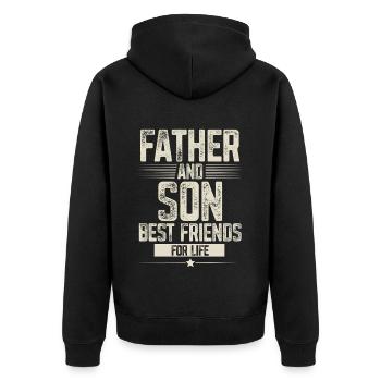 Vater Und Sohn Beste Freunde - Unisex Premium Bio Zip Hoodie - Schwarz - Hinten - Nico (187cm)
