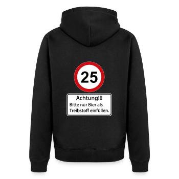 25 Attention : ne remplissez que de la bière comme carburant - Veste à capuche bio Premium Unisexe - noir - Dos - Nico (187cm)