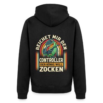 Gaming - Unisex Premium Bio Zip Hoodie - Schwarz - Hinten - Nico (187cm)