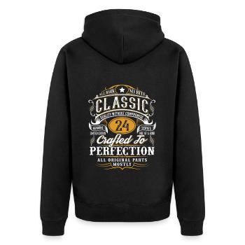24. Geburtstag - Unisex Premium Bio Zip Hoodie - Schwarz - Hinten - Nico (187cm)