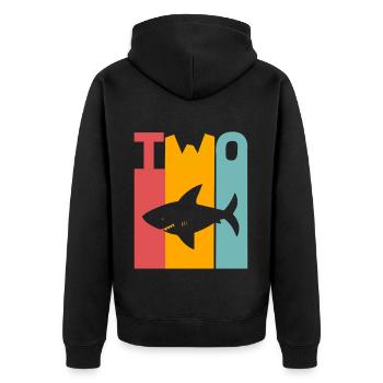 Shark 2nd Birthday - Unisex Premium Organic Zip Hoodie - black - Back - Nico (187cm)