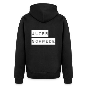 Alter Schwede Lustiger Ausdruck Spruch - Unisex Premium Bio Zip Hoodie - Schwarz - Hinten - Nico (187cm)