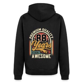 88. Geburtstag Vintage - Unisex Premium Bio Zip Hoodie - Schwarz - Hinten - Nico (187cm)