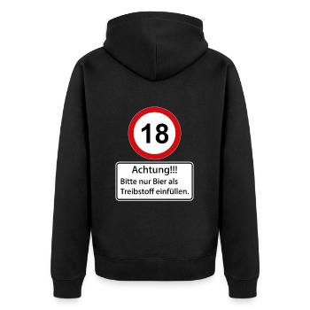 18 Attention à ne remplir que de la bière comme carburant - Veste à capuche bio Premium Unisexe - noir - Dos - Nico (187cm)
