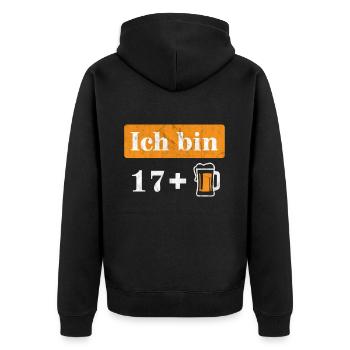 Ich bin 17 plus Bier 18. Geburtstag - Unisex Premium Bio Zip Hoodie - Schwarz - Hinten - Nico (187cm)