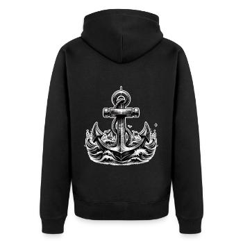 Anchor - Unisex Premium Organic Zip Hoodie - black - Back - Nico (187cm)