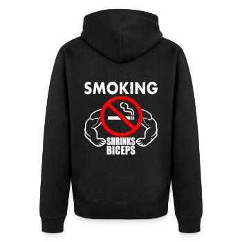 Smoking shrinks the biceps - Veste à capuche bio Premium Unisexe - noir - Dos - Nico (187cm)