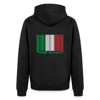 italy italien Italia barcode Code Italy - Unisex Premium Bio Zip Hoodie - Schwarz - Hinten - Nico (187cm)