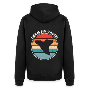 Paläontologe Designs Fossil Hunter Student - Unisex Premium Bio Zip Hoodie - Schwarz - Hinten - Nico (187cm)