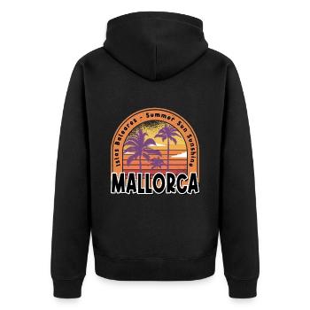 Mallorca Sommer Sonne Strand Meer Palmen Urlaub - Unisex Premium Bio Zip Hoodie - Schwarz - Hinten - Nico (187cm)