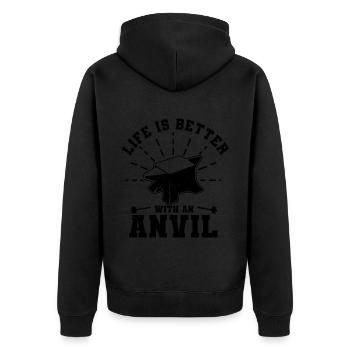 Blacksmith - Unisex Premium Organic Zip Hoodie - black - Back - Nico (187cm)