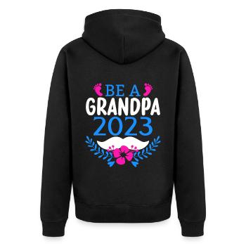Werdender Opa 2023, 2023 werde ich Opa, 2023 Opa - Unisex Premium Bio Zip Hoodie - Schwarz - Hinten - Nico (187cm)