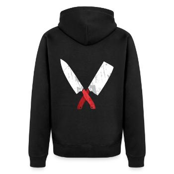 Chef's knife crossed - Unisex Premium Organic Zip Hoodie - black - Back - Nico (187cm)