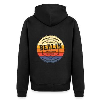 Berlin Germany City Vintage Retro Skyline - Unisex Premium Organic Zip Hoodie - black - Back - Nico (187cm)