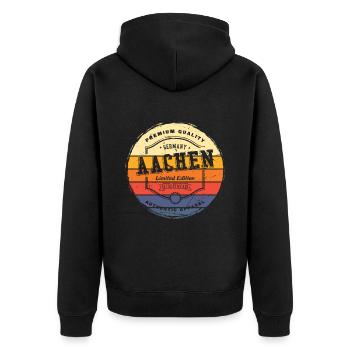 Aachen Germany City Vintage Retro Skyline - Unisex Premium Organic Zip Hoodie - black - Back - Nico (187cm)