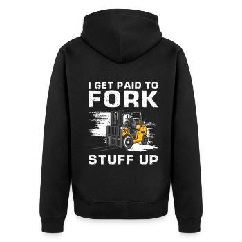 Gabelstaplerfahrer und Lagerhaus Gabestaplerfahrer - Unisex Premium Bio Zip Hoodie - Schwarz - Hinten - Nico (187cm)