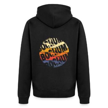 Bochum Deutschland Stadt Vintage Retro Skyline - Unisex Premium Bio Zip Hoodie - Schwarz - Hinten - Nico (187cm)