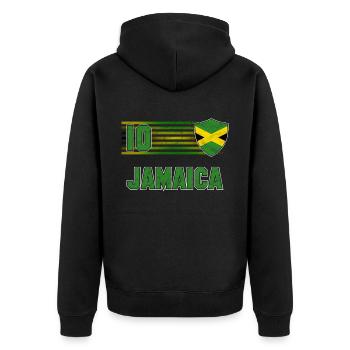 Jamaica Football Team - Unisex Premium Organic Zip Hoodie - black - Back - Nico (187cm)
