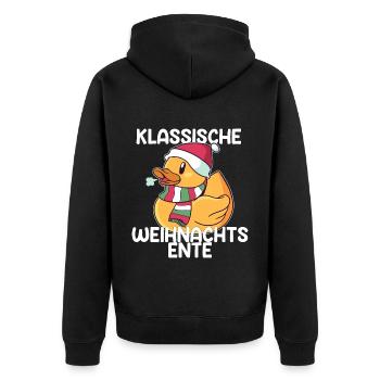 Weihnachten Enten Ente Sprüche Geschenk - Unisex Premium Bio Zip Hoodie - Schwarz - Hinten - Nico (187cm)