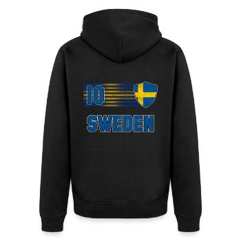 Schweden Fußball Mannschaft - Unisex Premium Bio Zip Hoodie - Schwarz - Hinten - Nico (187cm)