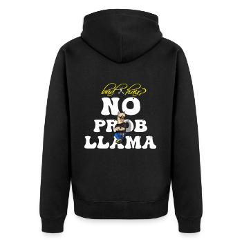Bad Hair No Prob Llama - Unisex Premium Organic Zip Hoodie - black - Back - Nico (187cm)
