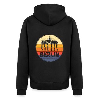 Berlin Germany City Skyline Vintage Retro - Unisex Premium Organic Zip Hoodie - black - Back - Nico (187cm)