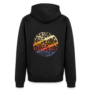 Duisburg Deutschland Stadt Vintage Retro Skyline - Unisex Premium Bio Zip Hoodie - Schwarz - Hinten - Nico (187cm)