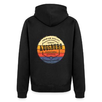 Augsburg Deutschland Stadt Vintage Retro Skyline - Unisex Premium Bio Zip Hoodie - Schwarz - Hinten - Nico (187cm)