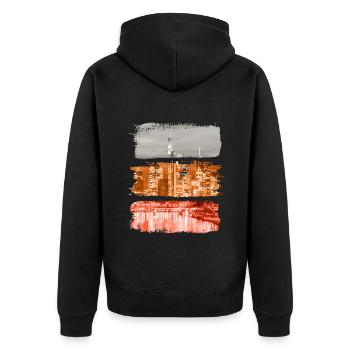 Frankfurt Vintage Retro Germany City Skyline - Unisex Premium Organic Zip Hoodie - black - Back - Nico (187cm)