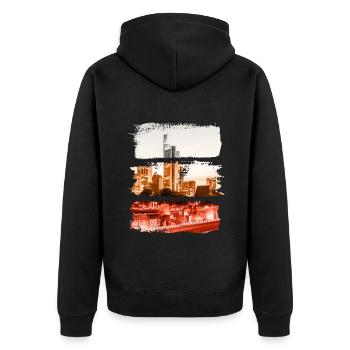 Frankfurt Vintage Retro Deutschland Stadt Skyline - Unisex Premium Bio Zip Hoodie - Schwarz - Hinten - Nico (187cm)