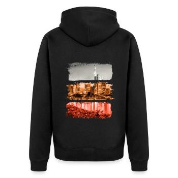 Frankfurt Vintage Retro Deutschland Stadt Skyline - Unisex Premium Bio Zip Hoodie - Schwarz - Hinten - Nico (187cm)