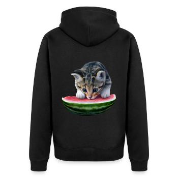 Chat et pastèque - Veste à capuche bio Premium Unisexe - noir - Dos - Nico (187cm)